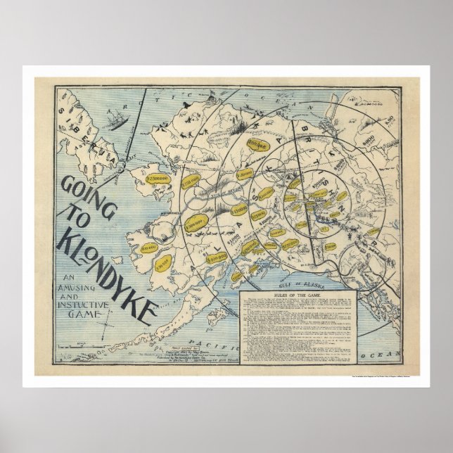 Poster Carte du Klondyke d'un jeu de société 1897 (Devant)