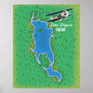 Poster Carte du lac Engure en Finlande