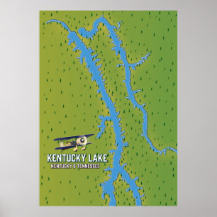 Poster Carte du lac Kentucky USA