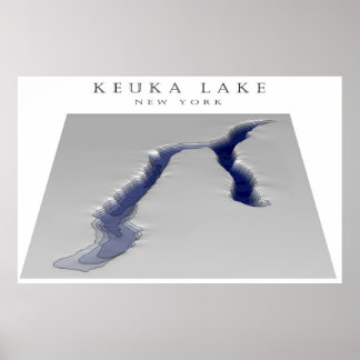 Poster Carte du lac Keuka 3d