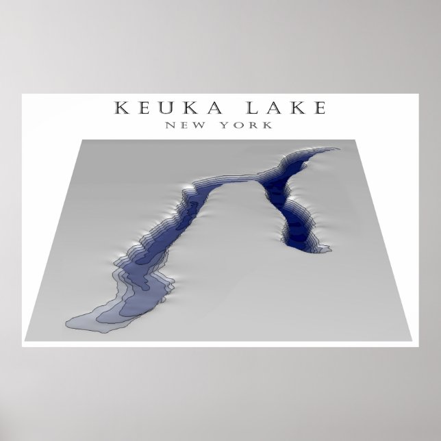 Poster Carte du lac Keuka 3d (Devant)