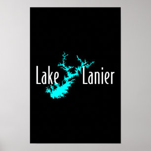 Poster Carte du lac Lanier Géorgie pour la navigation de