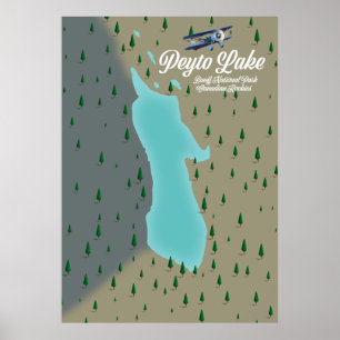 Poster Carte du lac Peyto Canadian Rockies