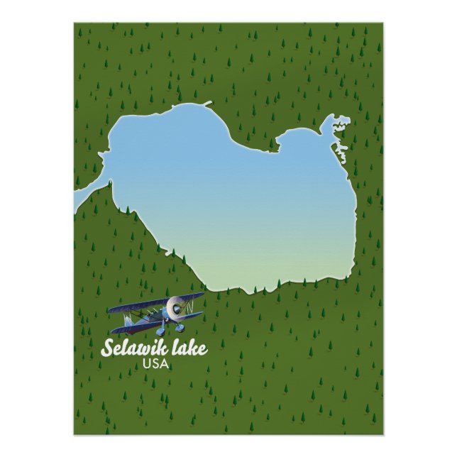 Poster Carte du lac Selawik Alaska (Devant)