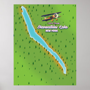 Poster carte du lac Skaneateles à New York