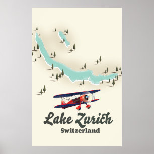 Poster Carte du lac Zurich Suisse