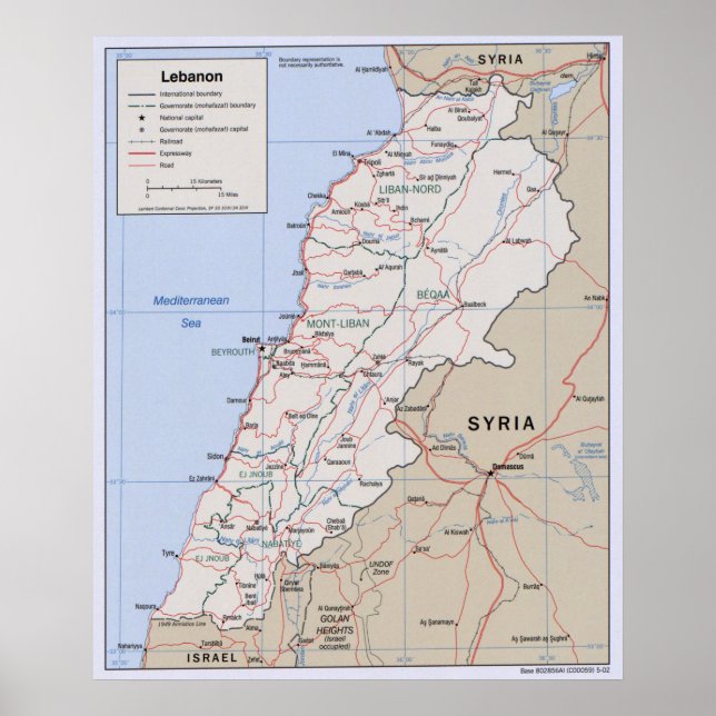 Poster Carte du Liban (2002) (Devant)