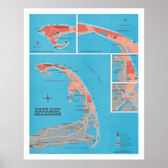 Poster Carte du littoral national de Old Cape Cod (1968) (Devant)