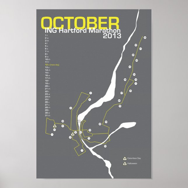 Poster Carte du marathon de Hartford (Devant)