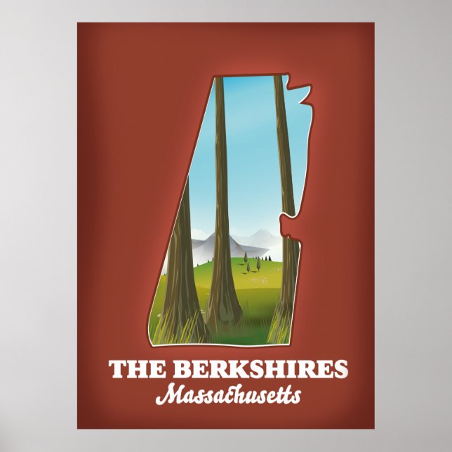 Poster Carte du Massachusetts Berkshires (Devant)