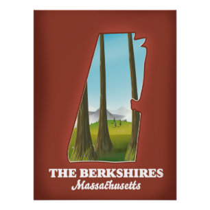 Poster Carte du Massachusetts Berkshires