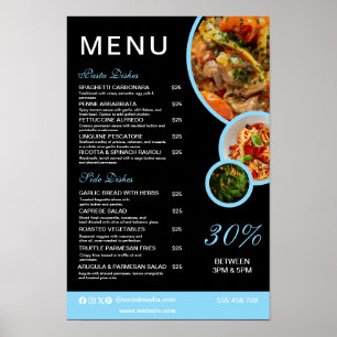 Poster Carte du menu du restaurant élégant personnalisabl