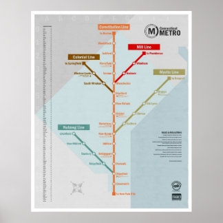 Poster Carte du métro Connecticut