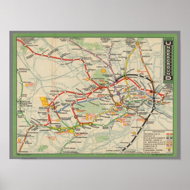 Poster Carte du métro de Londres (Devant)