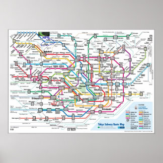 Poster Carte du métro de Tokyo (Ultra High Res) Grande