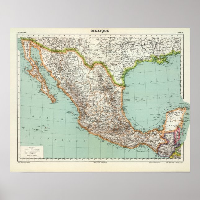 Poster - Carte du Mexique (Devant)