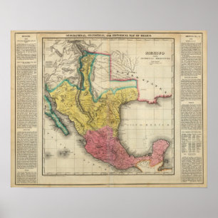 Poster Carte Du Mexique