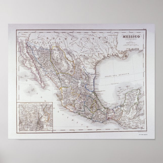 Poster Carte du Mexique (Devant)