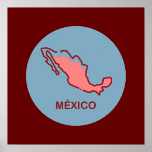 Poster Carte du Mexique