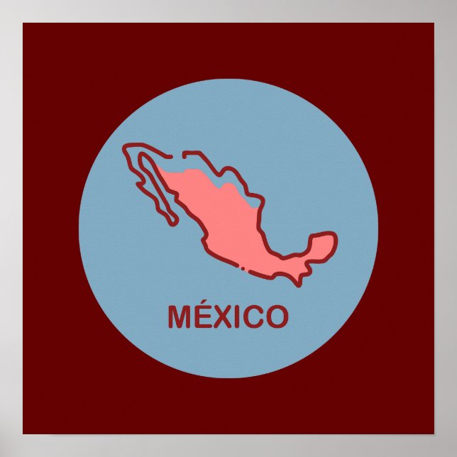 Poster Carte du Mexique (Devant)