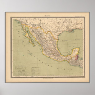 Poster Carte du Mexique