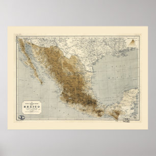 Poster Carte du Mexique (1911)