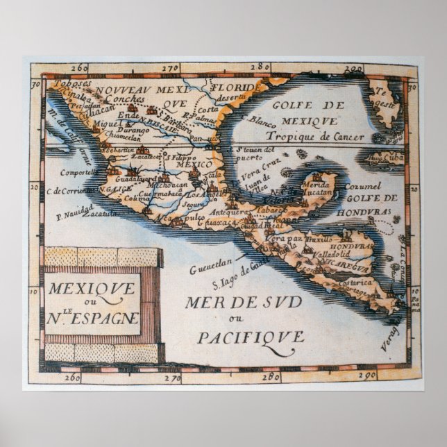 Poster Carte du Mexique ou de la Nouvelle Espagne | 1625 (Devant)