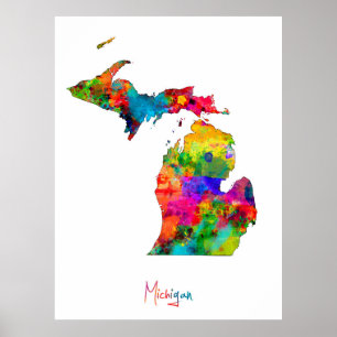 Poster Carte du Michigan
