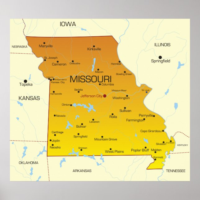 Poster Carte Du Missouri (Devant)