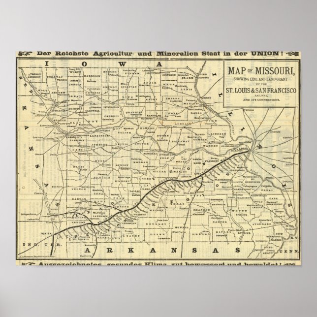 Poster Carte du Missouri 2 (Devant)