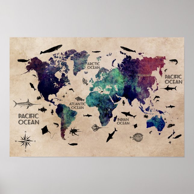 poster carte du monde (Devant)