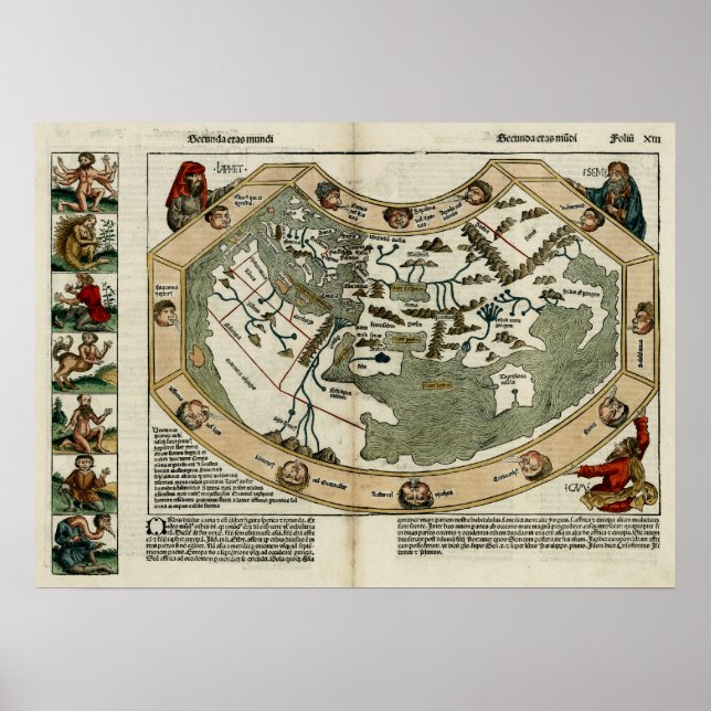 Poster Carte du monde 1493 (Devant)