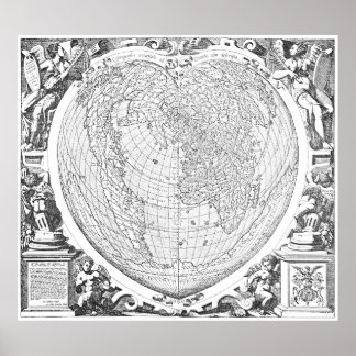 Poster Carte du monde 1566