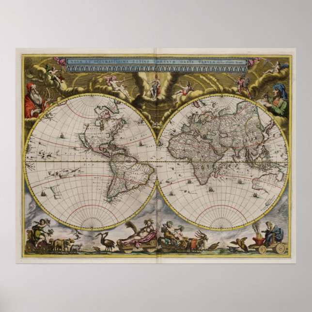 Poster Carte du monde 1664 (Devant)
