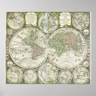 Poster Carte du monde 1744
