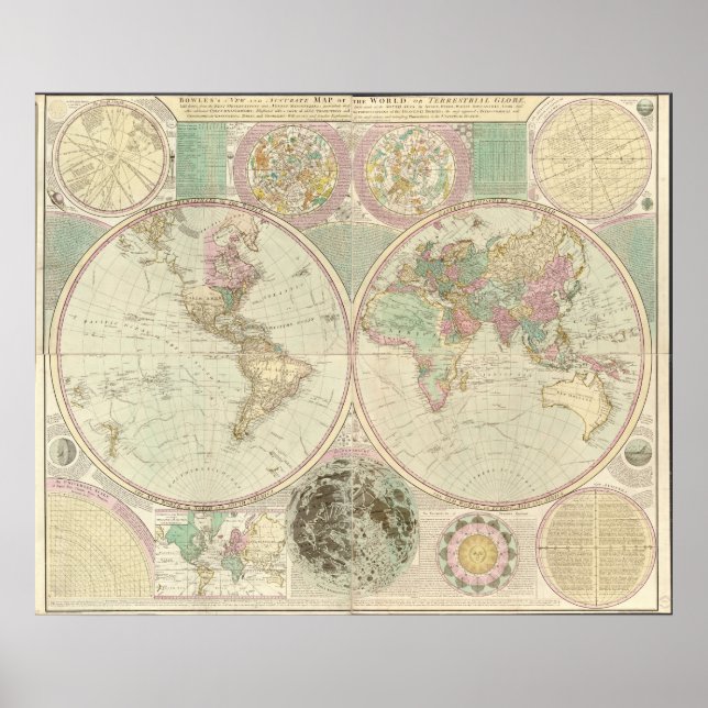 Poster Carte du monde 1780 (Devant)