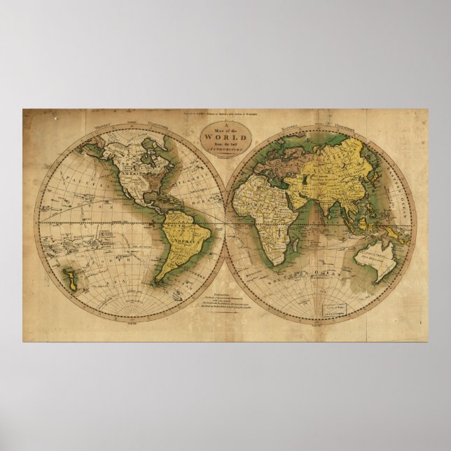 Poster Carte du monde 1795 (Devant)