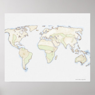 Poster Carte du monde 2 illustrée