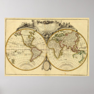 Poster Carte du monde à l'ancienne (1782)