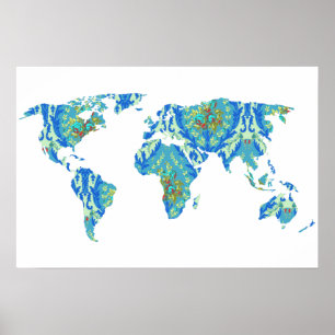 Poster Carte du monde à motifs bohème Voyageur Post