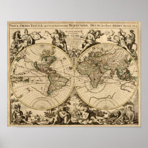 Poster Carte du monde antique, 1694, par Alexis Hubert Ja