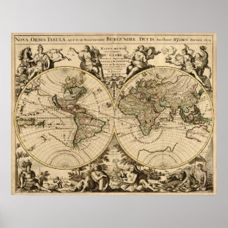 Poster Carte du monde antique, 1694, par Alexis Hubert Ja