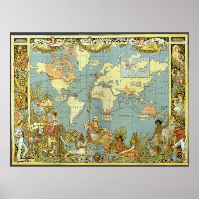 Poster Carte du monde antique de l'Empire britannique, 18 (Devant)