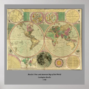 Poster Carte du monde antique par Carington Bowles, vers 