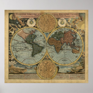 Poster Carte du monde antique par Johann Baptist Homann,