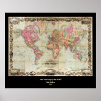 Carte du monde antique par John Colton, vers 1854