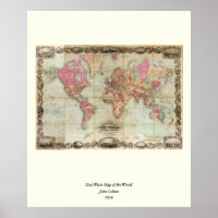 Carte du monde antique par John Colton, vers 1854