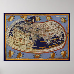 Poster Carte du monde antique Ptolémée, Johannes d'Arnshe