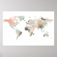 Carte du monde Aquarelle Grunge Art Travel