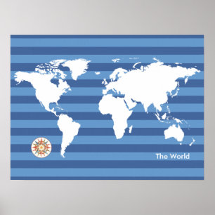 Poster carte du monde avec rayures